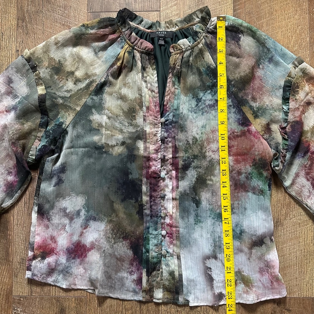 Women's HAVER London Blouse Size M Multicolor Floral Print - Picture 6 of 7